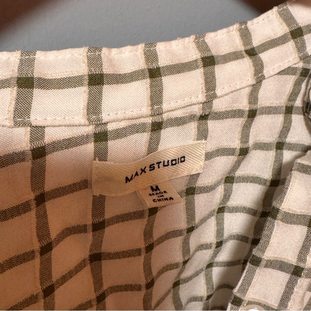 Max Studio Checkered Button Down Shirt M - image 6
